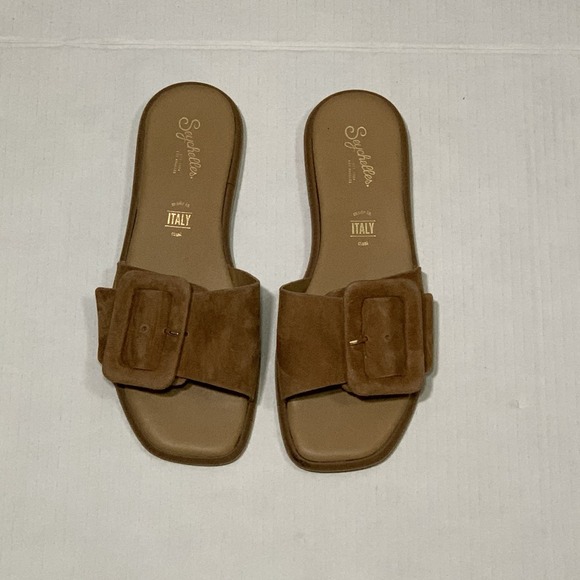 Seychelles Shoes - Seychelles Manhattan Slide Brown Suede Leather Buckle Sandals Women's Size 6.5